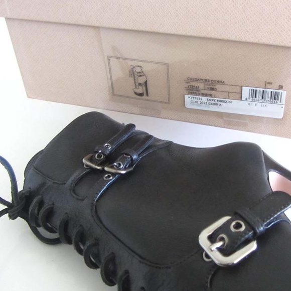 new PRADA lace up buckles platform boots 38 / 8 US - Picture 7 of 8